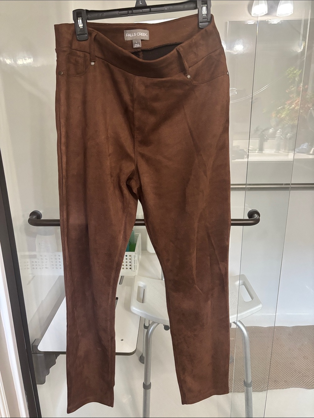 Falls Creek Brown Skinny Suede-Look Women's Pants